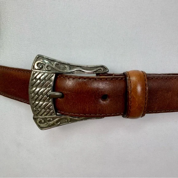 Vintage Fossil 1997 Brown Leather Belt - Picture 3 of 13